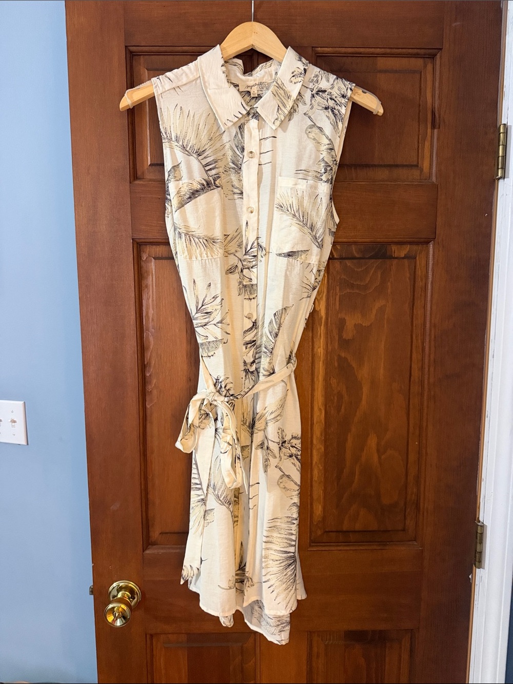 Mystree White Dress, sleeveless with tropical print